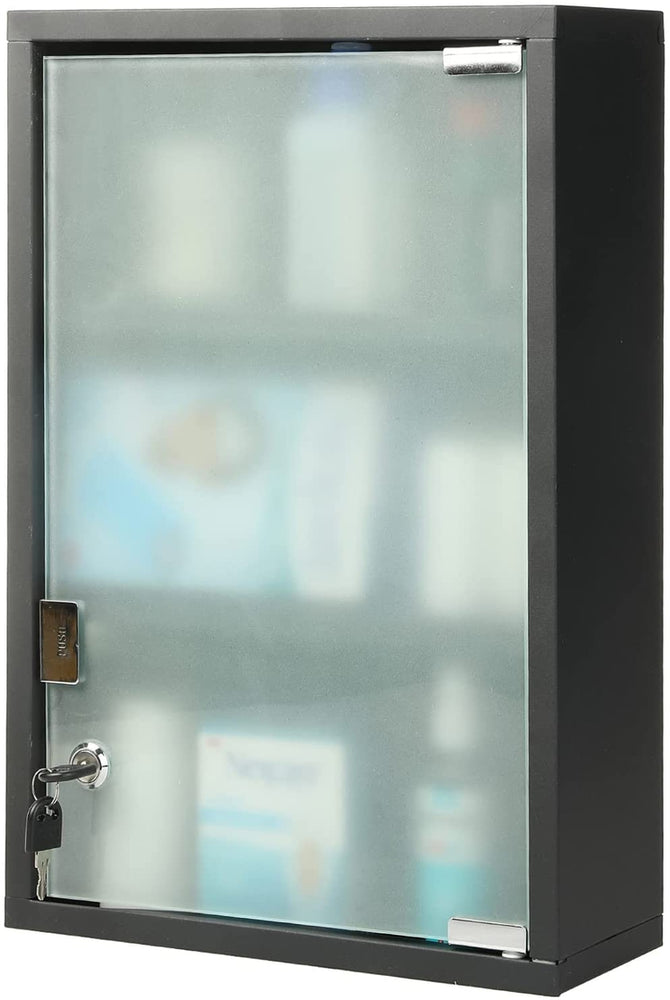 Metal First Aid Cabinet w/ Locking Glass Door