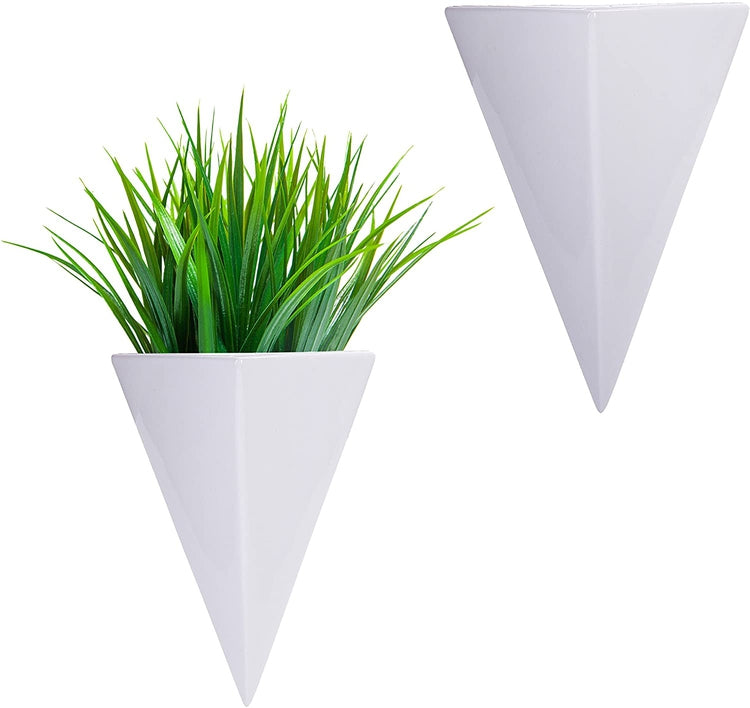 White Wall-Mounted Sconce-Style Planter Vases, Set of 2