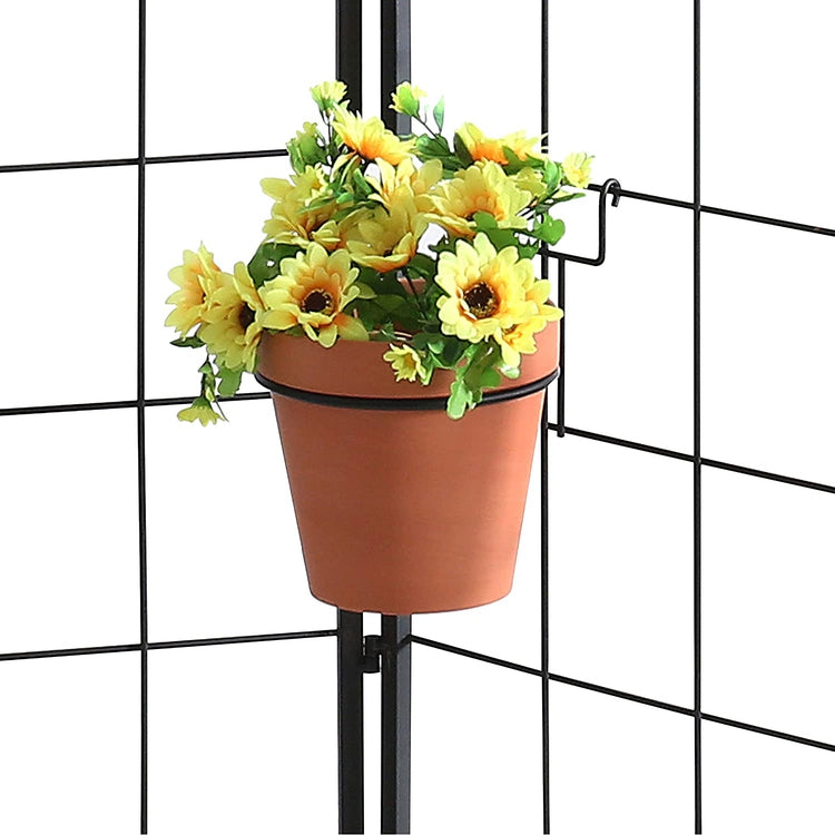 Set of 6 Black Metal Wire Hanging Planter Holders for Wire Trellis Wall, 7 inch-MyGift