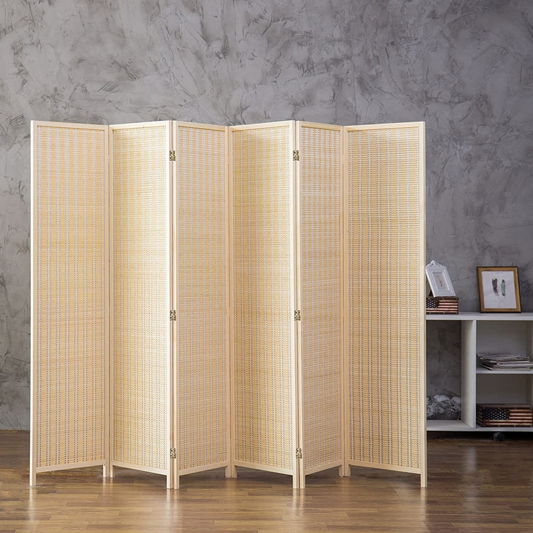 Decorative Woven Bamboo 6-Panel Room Divider Screen
