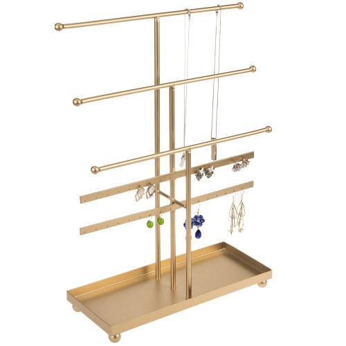 Metal Jewelry Organizer with Ring Tray, Gold - MyGift