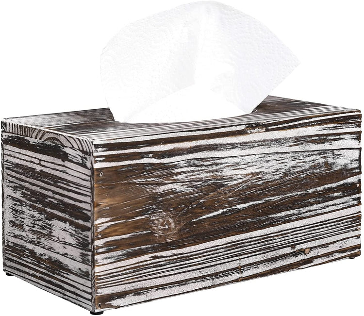 Rustic Torched Wood Tissue Box Cover-MyGift